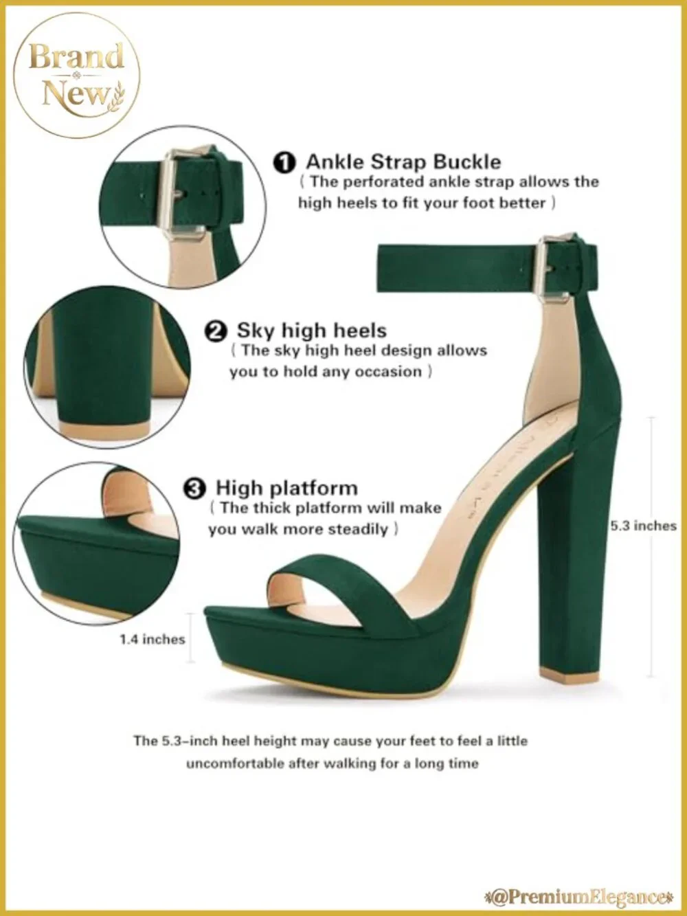 Faux Suede Platform Chunky High Heel Ankle Strap Sandals